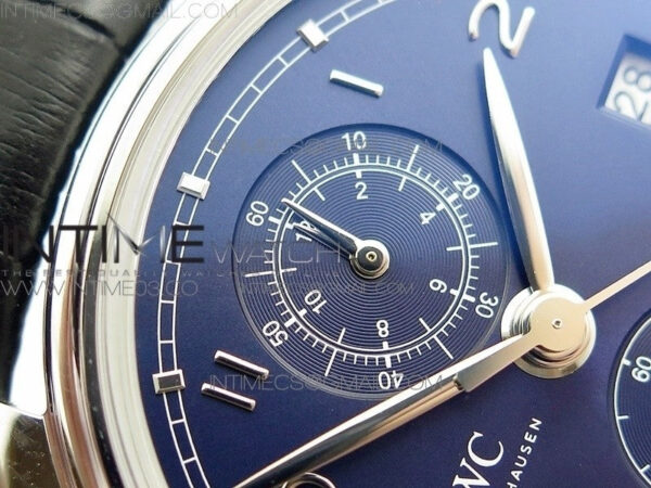 6Portugieser Chrono Classic 42 IW390406 ZF 1:1 Best Edition Blue Dial Blue Hand on Black Leather Strap A7750 – Bild 4