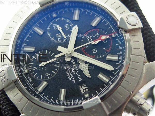 Avenger Chrono SS Red Second hand B50 Black Dial on Black Nylon Strap A7750 – Bild 4