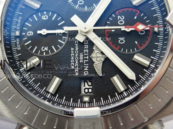 Avenger Chrono SS Red Second hand B50 Black Dial on Black Nylon Strap A7750 – Bild 5