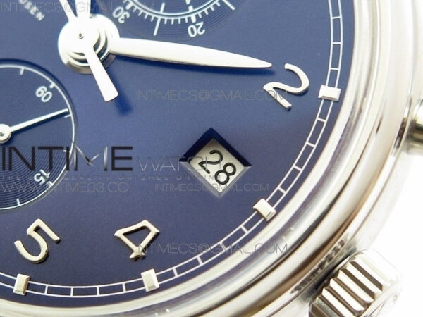 6Portugieser Chrono Classic 42 IW390406 ZF 1:1 Best Edition Blue Dial Blue Hand on Black Leather Strap A7750 – Bild 6