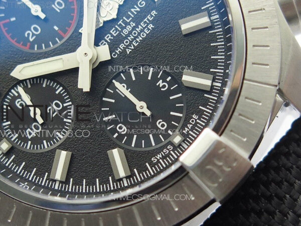 Avenger Chrono SS Red Second hand B50 Black Dial on Black Nylon Strap A7750 – Bild 6