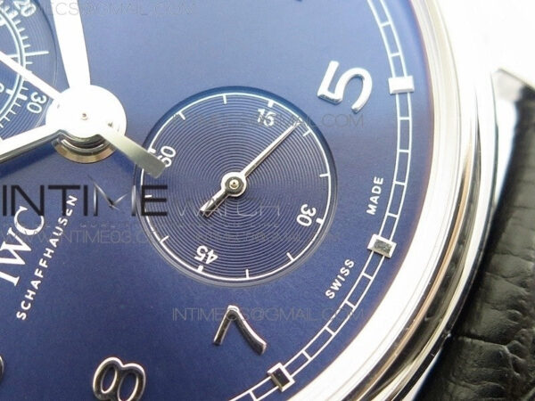 6Portugieser Chrono Classic 42 IW390406 ZF 1:1 Best Edition Blue Dial Blue Hand on Black Leather Strap A7750 – Bild 7
