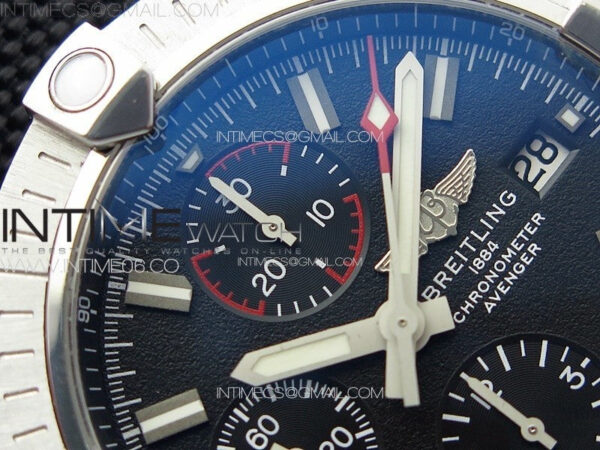 Avenger Chrono SS Red Second hand B50 Black Dial on Black Nylon Strap A7750 – Bild 8