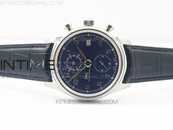 6Portugieser Chrono Classic 42 IW390406 ZF 1:1 Best Edition Blue Dial Blue Hand on Black Leather Strap A7750 – Bild 8