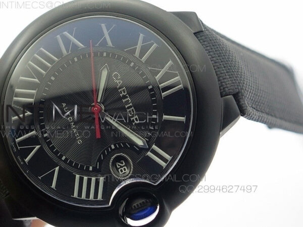 Ballon Bleu 42mm DLC Best Edition Black Dial on Black Nylon Leather Strap A2824 – Bild 4