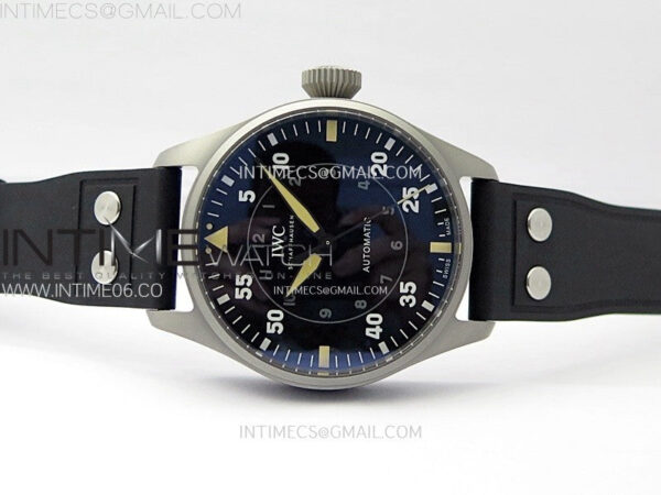 Big Pilot IW329701 SS M+F 1:1 Best Edition Black Dial on Black Rubber Strap SEIKO 8N-24 – Bild 3