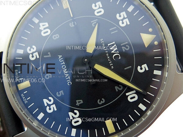Big Pilot IW329701 SS M+F 1:1 Best Edition Black Dial on Black Rubber Strap SEIKO 8N-24 – Bild 4