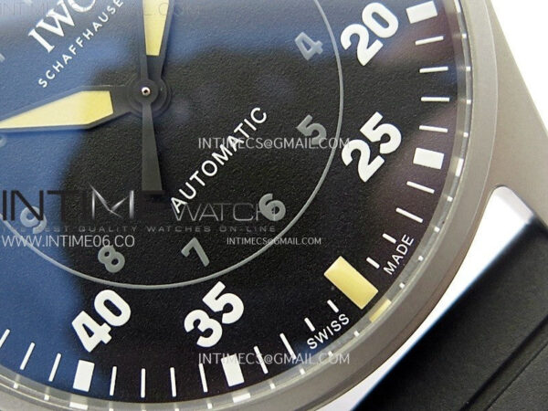 Big Pilot IW329701 SS M+F 1:1 Best Edition Black Dial on Black Rubber Strap SEIKO 8N-24 – Bild 5