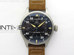 Big Pilot IW329701 Ti M+F 1:1 Best Edition Black Dial on Brown Leather Strap SEIKO 8N-24