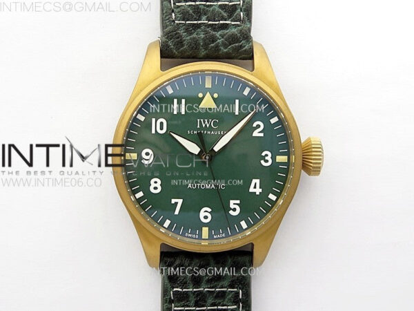 Big Pilot IW329702 Bronze M+F 1:1 Best Edition Green Dial On Brown Leather Strap SEIKO 8N-24