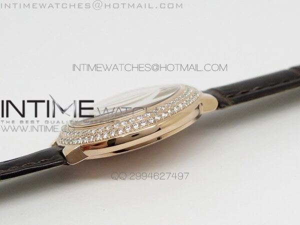Ballon Bleu 28mm Ladies Diamind Bezel White Textured Dial on Brown Leather Ronda Quartz – Bild 7