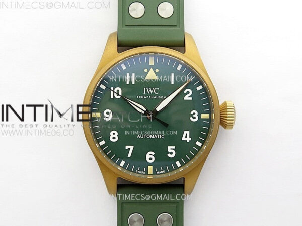 Big Pilot IW329702 Bronze M+F 1:1 Best Edition Green Dial on Green Rubber Strap SEIKO 8N-24