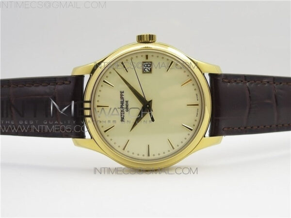 Calatrava 5227R YG ZF 1:1 Best Edition Ivory Dial on Brown Leather Strap A324CS – Bild 3