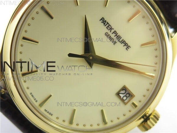 Calatrava 5227R YG ZF 1:1 Best Edition Ivory Dial on Brown Leather Strap A324CS – Bild 4
