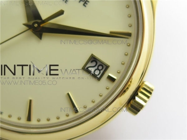 Calatrava 5227R YG ZF 1:1 Best Edition Ivory Dial on Brown Leather Strap A324CS – Bild 5