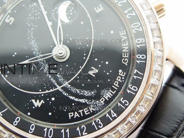6104P Moon RG Black Dial Diamond Bezel on Black Leather Strap A240 – Bild 5