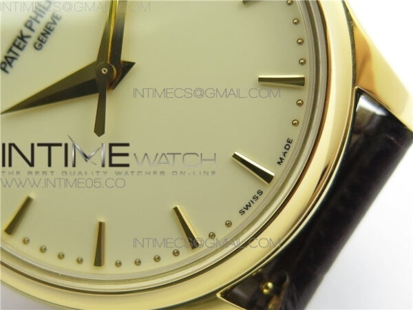 Calatrava 5227R YG ZF 1:1 Best Edition Ivory Dial on Brown Leather Strap A324CS – Bild 7