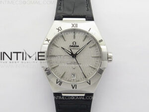 Constellation 39mm SS VSF 1:1 Best Edition Silvevr Textured Dial on Black Leather Strap A8800