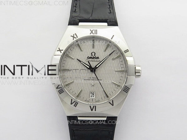 Constellation 39mm SS VSF 1:1 Best Edition Silvevr Textured Dial on Black Leather Strap A8800
