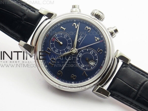 Da Vinci IW393402 SS ZF 1:1 Best Edition Blue Dial SS A7750 On Black Leather Strap – Bild 2