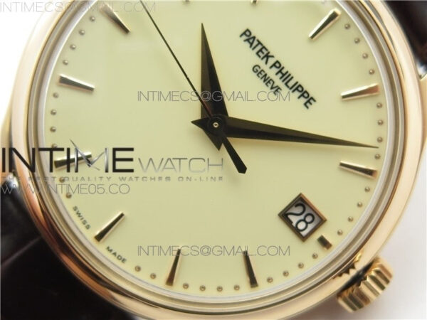 Calatrava 5227R RG ZF 1:1 Best Edition Ivory Dial on Brown Leather Strap A324CS – Bild 4
