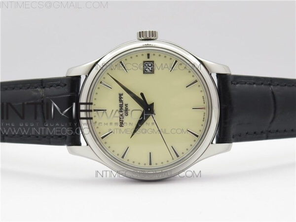 Calatrava 5227R SS ZF 1:1 Best Edition Ivory Dial on Black Leather Strap A324CS – Bild 2