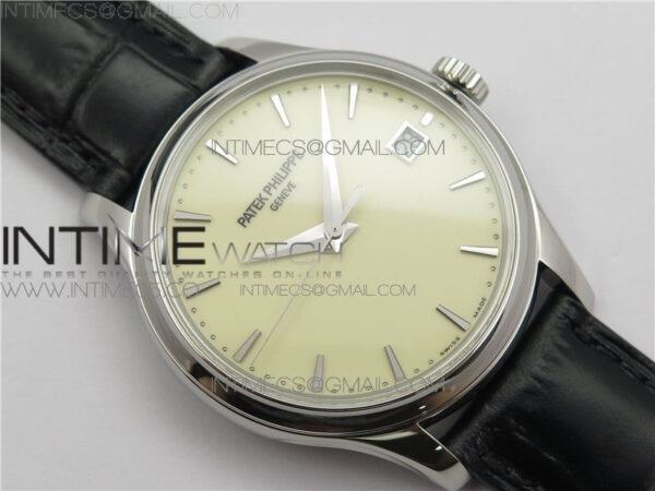 Calatrava 5227R SS ZF 1:1 Best Edition Ivory Dial on Black Leather Strap A324CS – Bild 3