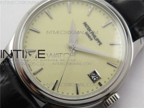 Calatrava 5227R SS ZF 1:1 Best Edition Ivory Dial on Black Leather Strap A324CS – Bild 4