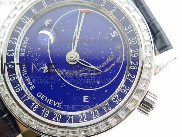 6104P Moon SS Blue Dial Diamond Bezel on Blue Leather Strap A240 – Bild 4