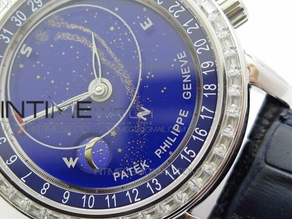 6104P Moon SS Blue Dial Diamond Bezel on Blue Leather Strap A240 – Bild 5