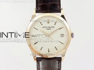 Calatrava 5296R RG ZF 1:1 Best Edition Ivory Dial On Brown Leather Strap 324CS (Free box)