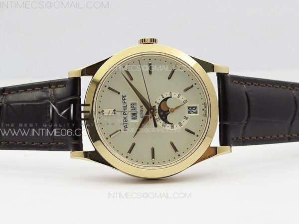 Annual Calendar Moonphase 5396 RG PPF 1:1 Best Edition White Sticks Dial on Black Leather Strap PPF324 – Bild 3