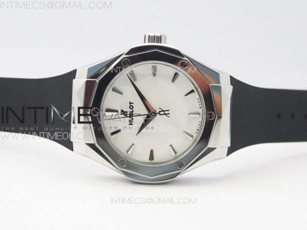 Classic Fusion Orlinski SS B50F 1:1 Best Edition White Faceted Dial on White Rubber Strap A2892 – Bild 3