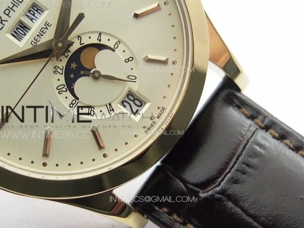 Annual Calendar Moonphase 5396 RG PPF 1:1 Best Edition White Sticks Dial on Black Leather Strap PPF324 – Bild 6