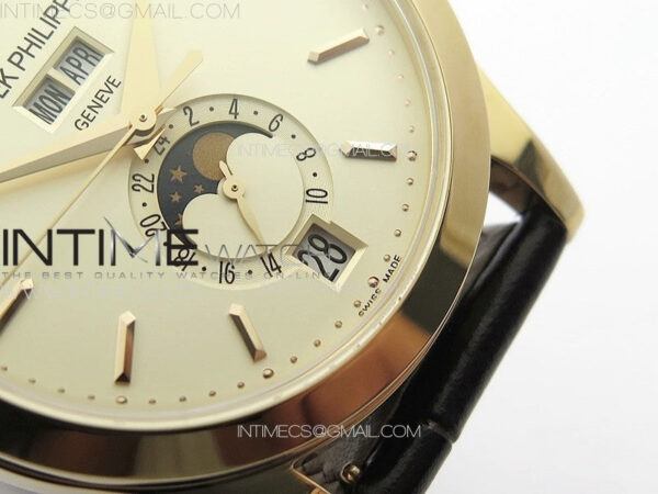 Annual Calendar Moonphase 5396 RG PPF 1:1 Best Edition White Sticks Dial on Black Leather Strap PPF324 – Bild 9