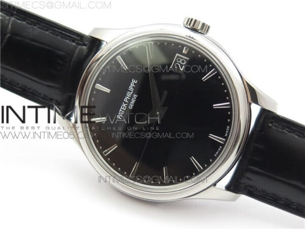 Calatrava 5227R SS ZF 1:1 Best Edition Black Dial on Black Leather Strap A324CS – Bild 2