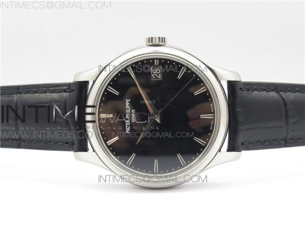 Calatrava 5227R SS ZF 1:1 Best Edition Black Dial on Black Leather Strap A324CS – Bild 3