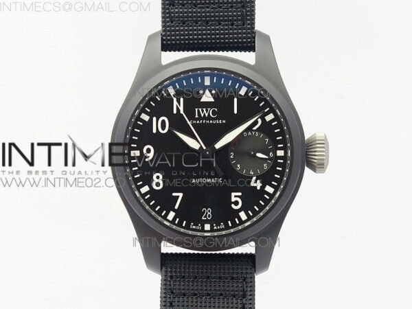 Big Pilot Real PR IW502001 Real Ceramic V2 ZF 1:1 Best Edition Black Dial on Black Calfskin Strap A51111