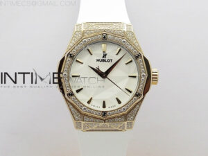 Classic Fusion Orlinski RG Full Diamonds APSF 1:1 Best Edtion White Faceted Dial on White Rubber Strap A2892