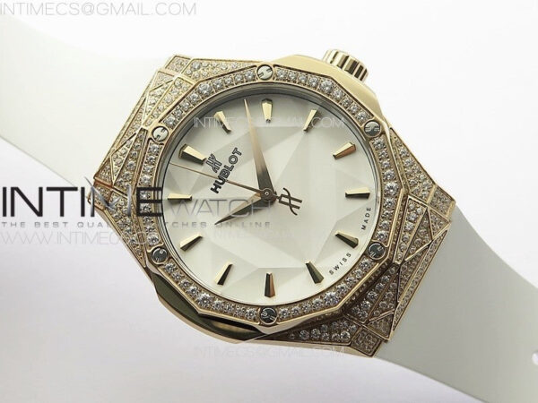 Classic Fusion Orlinski RG Full Diamonds APSF 1:1 Best Edtion White Faceted Dial on White Rubber Strap A2892 – Bild 2