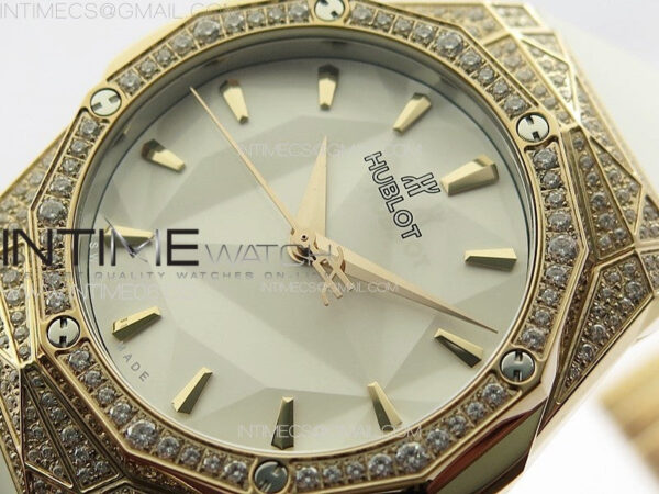 Classic Fusion Orlinski RG Full Diamonds APSF 1:1 Best Edtion White Faceted Dial on White Rubber Strap A2892 – Bild 4