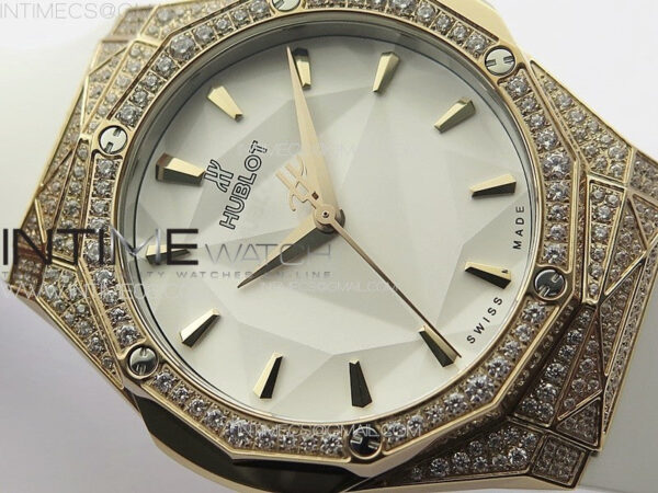 Classic Fusion Orlinski RG Full Diamonds APSF 1:1 Best Edtion White Faceted Dial on White Rubber Strap A2892 – Bild 6