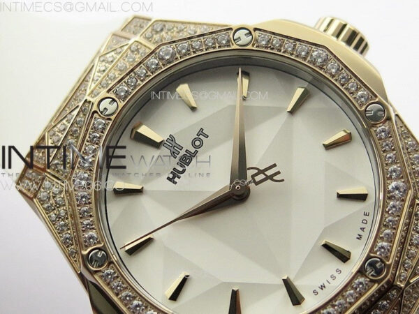 Classic Fusion Orlinski RG Full Diamonds APSF 1:1 Best Edtion White Faceted Dial on White Rubber Strap A2892 – Bild 7