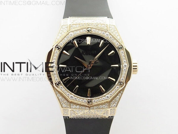 Classic Fusion Orlinski RG Full Diamonds APSF 1:1 Best Edtion Black Faceted Dial on Black Rubber Strap A2892