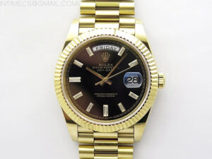 Day Date 40mm 228238 Gain Weight YG/tungsten APSF 1:1 Best Edition Black Dial T Crystals Markers on YG President Bracelet A2836