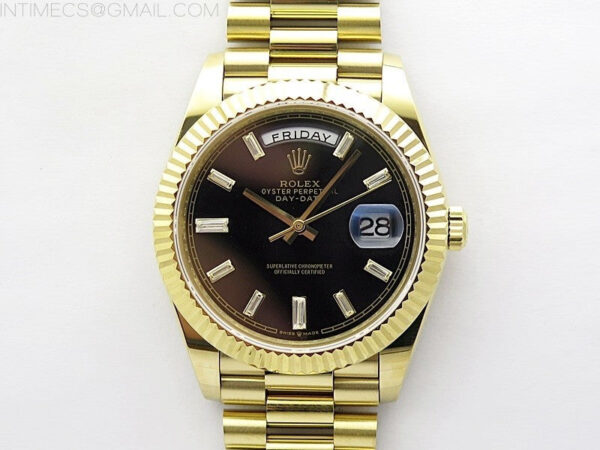 Day Date 40mm 228238 Gain Weight YG/tungsten APSF 1:1 Best Edition Black Dial T Crystals Markers on YG President Bracelet A2836