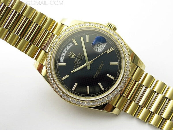 Day Date 40mm 228238 Gain Weight YG/tungsten APSF 1:1 Best Edition Black Dial Sticks Markers on YG President Bracelet A2836 – Bild 4