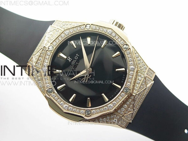 Classic Fusion Orlinski RG Full Diamonds APSF 1:1 Best Edtion Black Faceted Dial on Black Rubber Strap A2892 – Bild 2