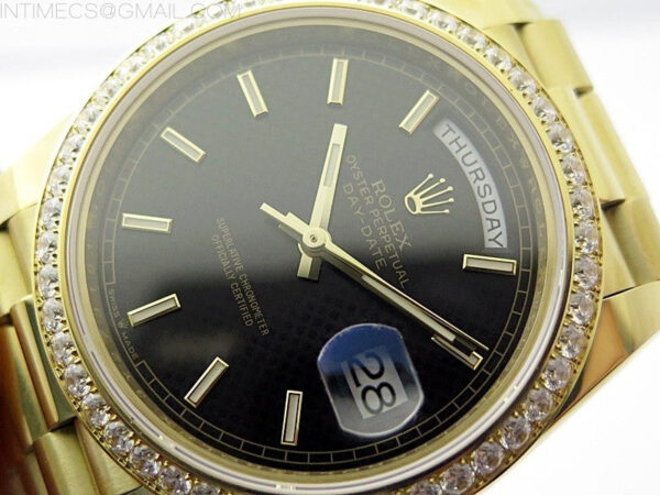 Day Date 40mm 228238 Gain Weight YG/tungsten APSF 1:1 Best Edition Black Dial Sticks Markers on YG President Bracelet A2836 – Bild 7