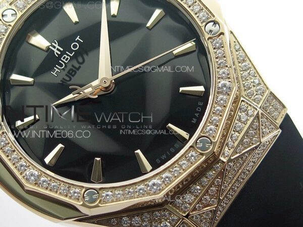 Classic Fusion Orlinski RG Full Diamonds APSF 1:1 Best Edtion Black Faceted Dial on Black Rubber Strap A2892 – Bild 5